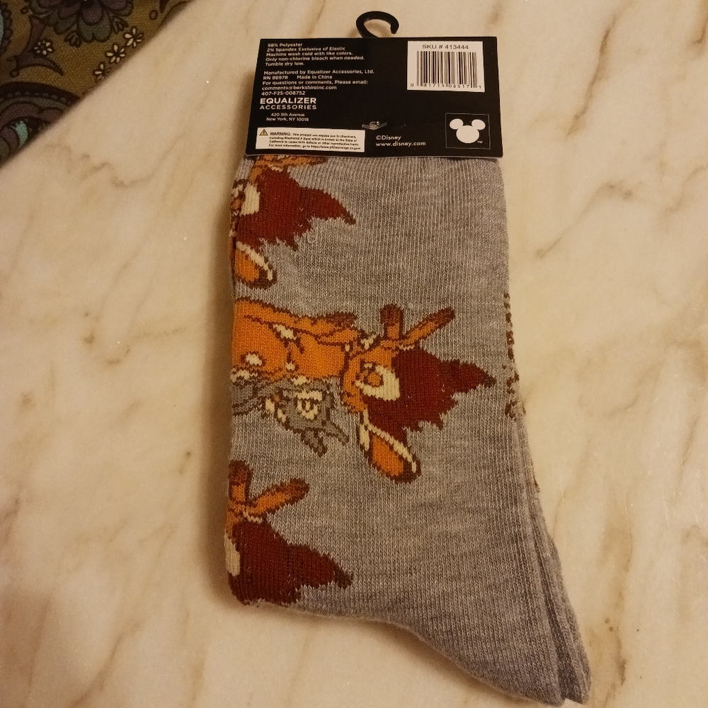 NWT Disney Bambi Crew Socks, 1 Pair 9-13 - Picture 3 of 4